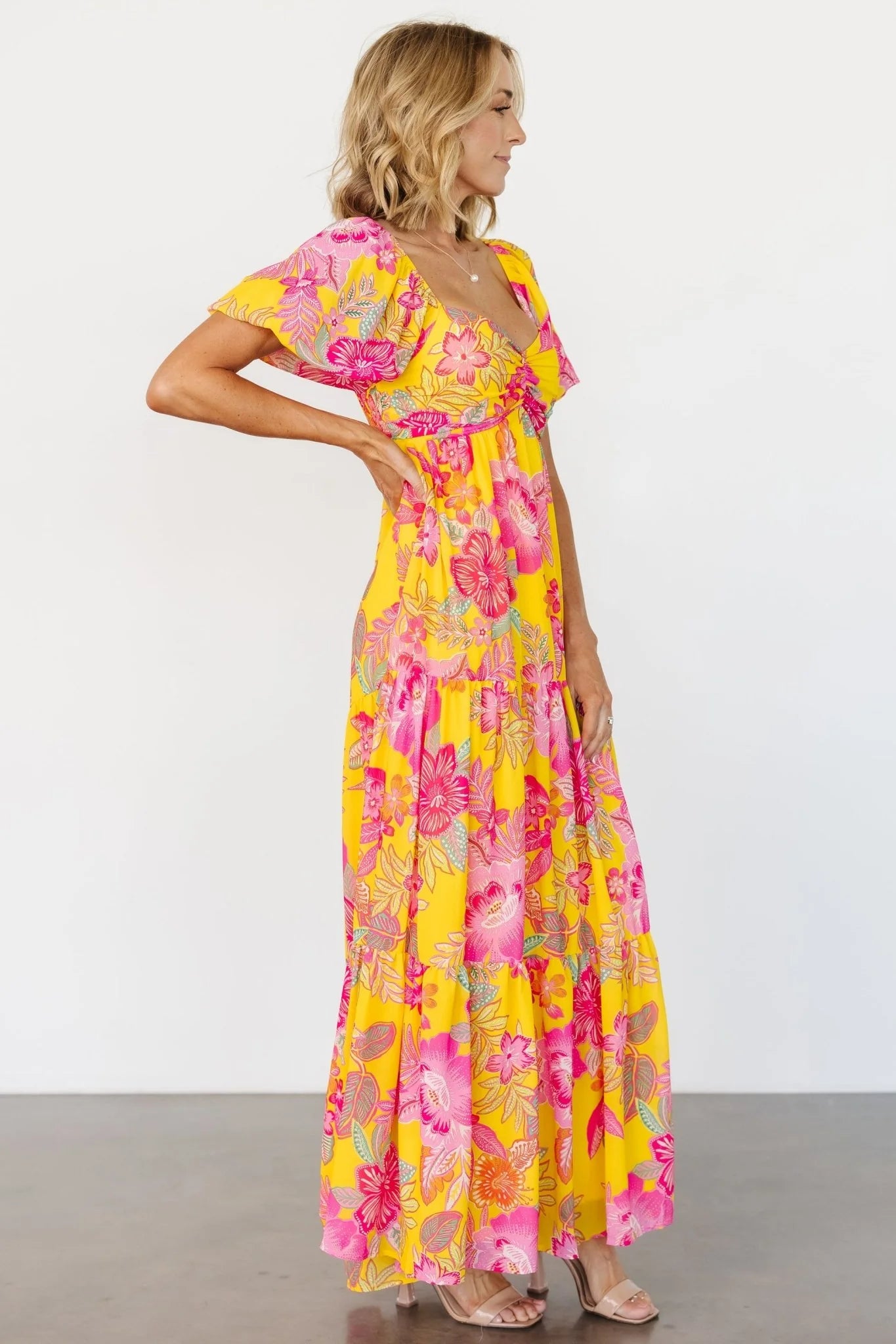 Darla Maxi Dress | Yellow + Pink Floral