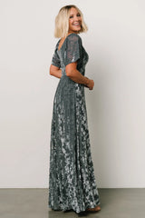 Everley Velvet Maxi Dress | Dusty Blue