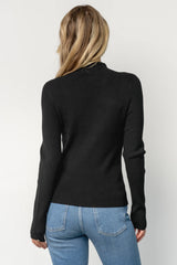 Ilsa Ribbed Sweater Top | Black