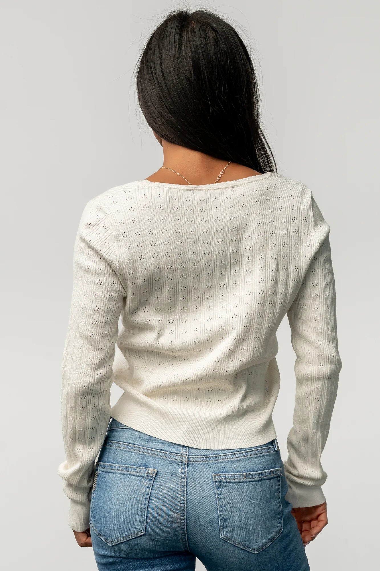 Heidi Pointelle Cardigan | Ivory
