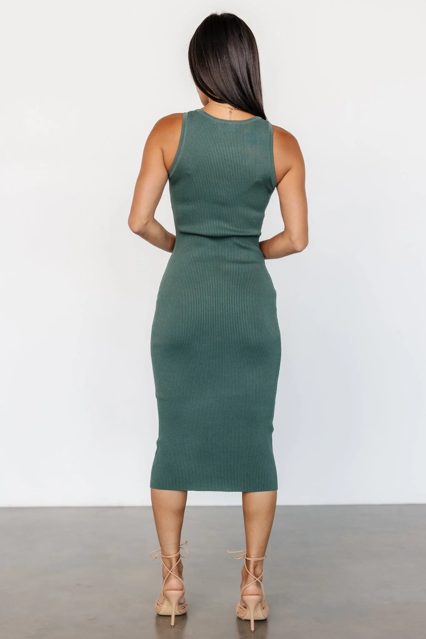 Bobbie Snap Button Midi Dress | Green