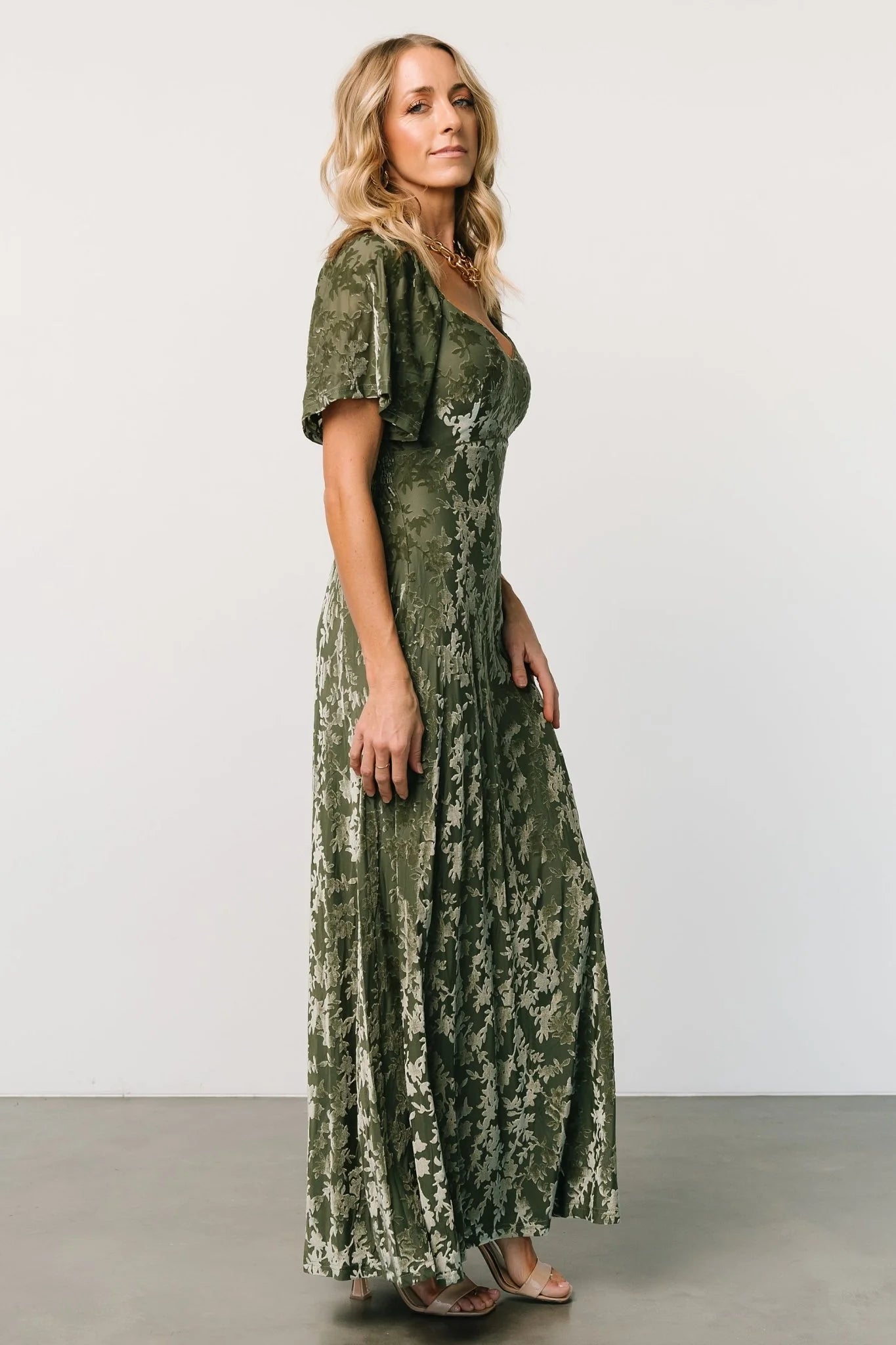 Everley Velvet Maxi Dress | Dark Sage