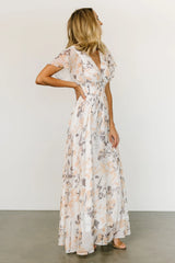 Lynlee Metallic Maxi Dress | Off White Print