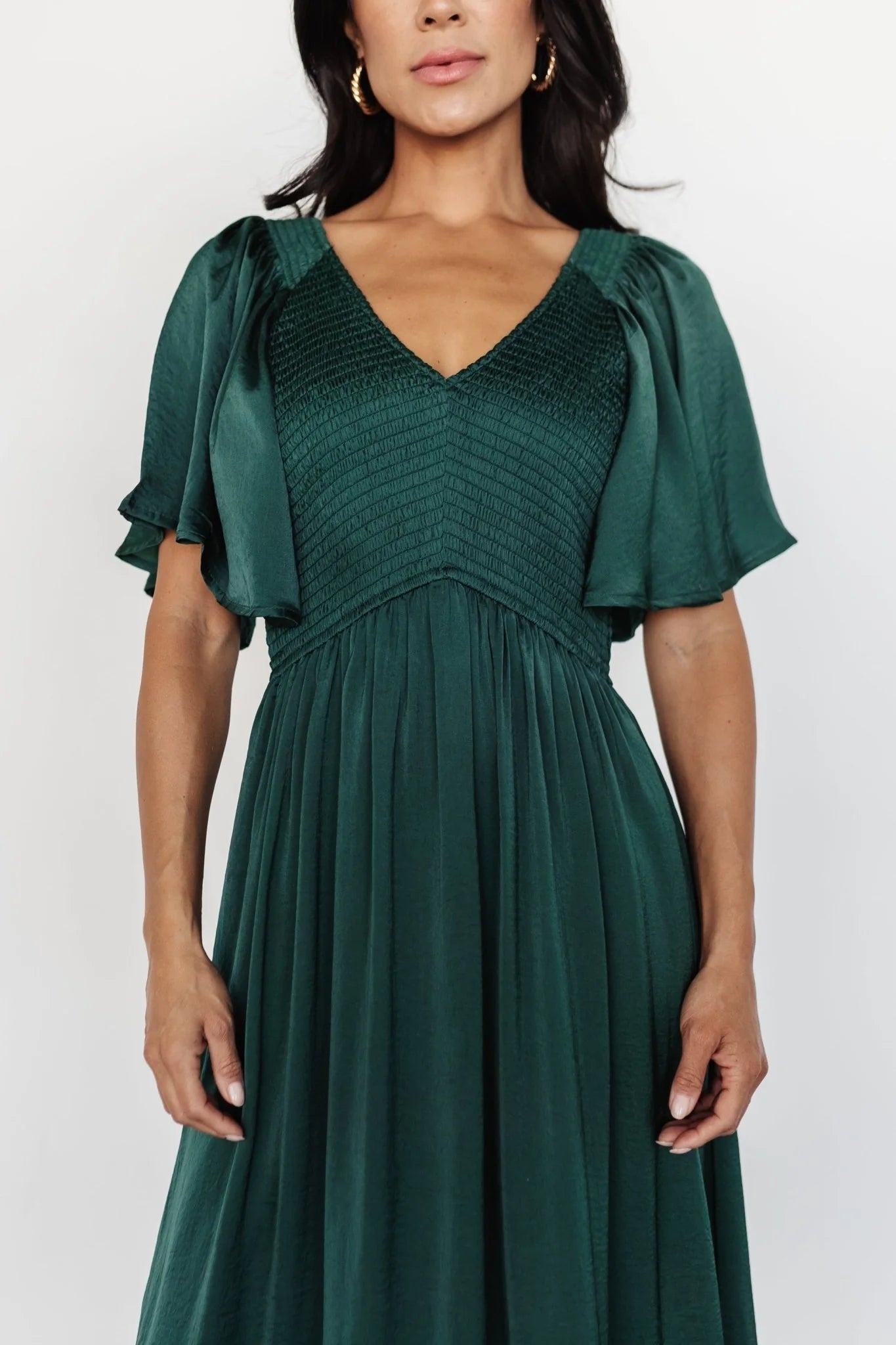 Lovell Smocked Midi Dress | Emerald