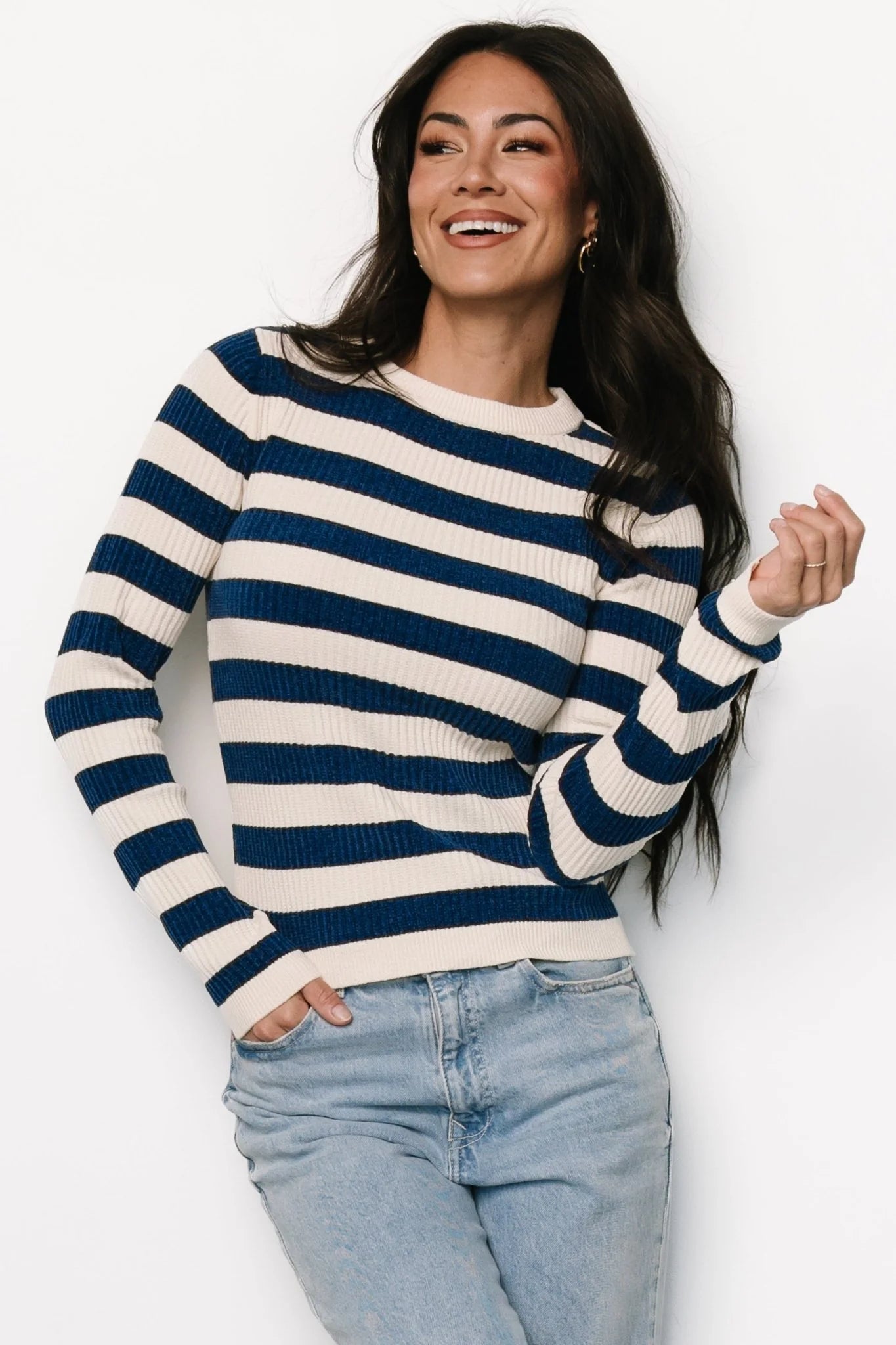 Milwaukee Striped Sweater | Blue + Ivory