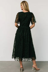 Kendra Embroidered Dress | Dark Green