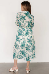 Eunice Button Midi Dress | Cream + Green Floral