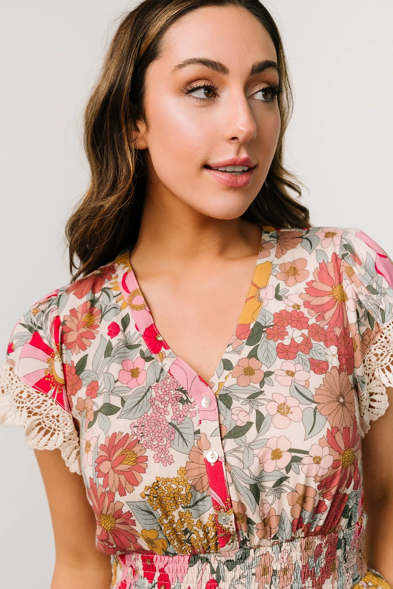 Aliyah Midi Dress | Cream Multi Floral