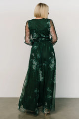 Layla Tulle Maxi Dress | Dark Green Multi