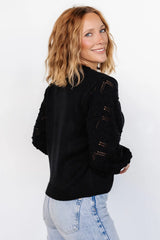Devri Pointelle Sweater | Black