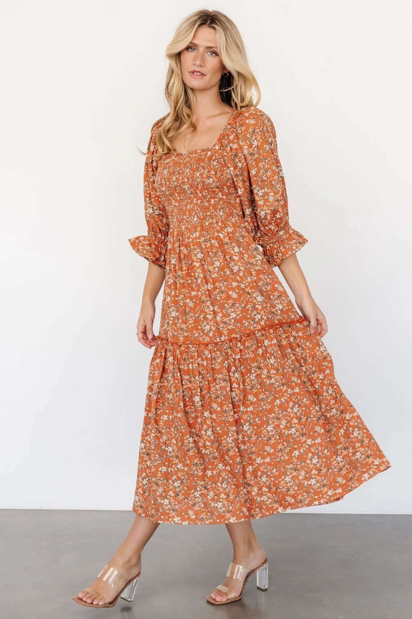 Sedona Smocked Dress | Light Rust