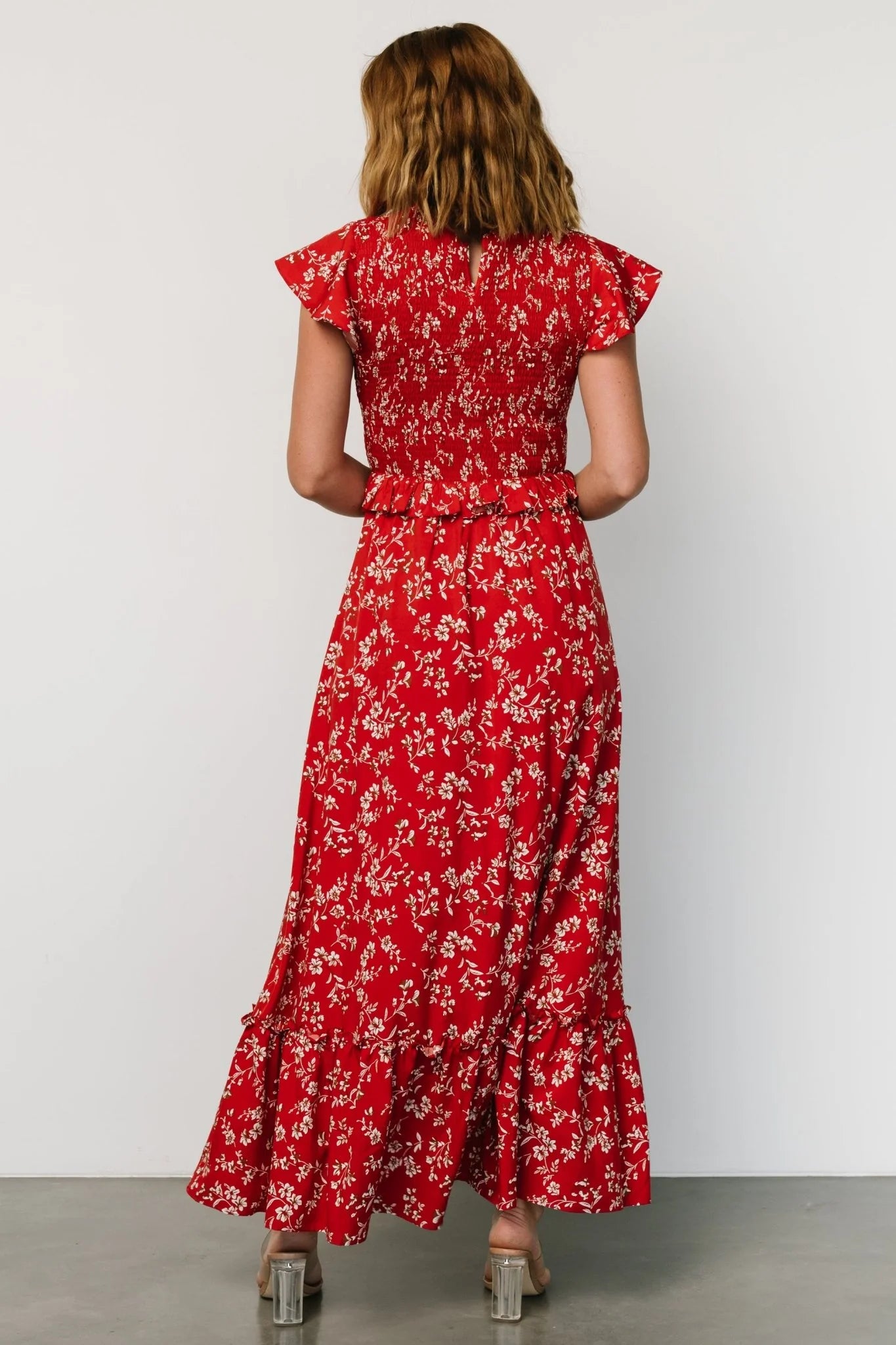 Orla Ruffle Maxi Dress | Red Floral