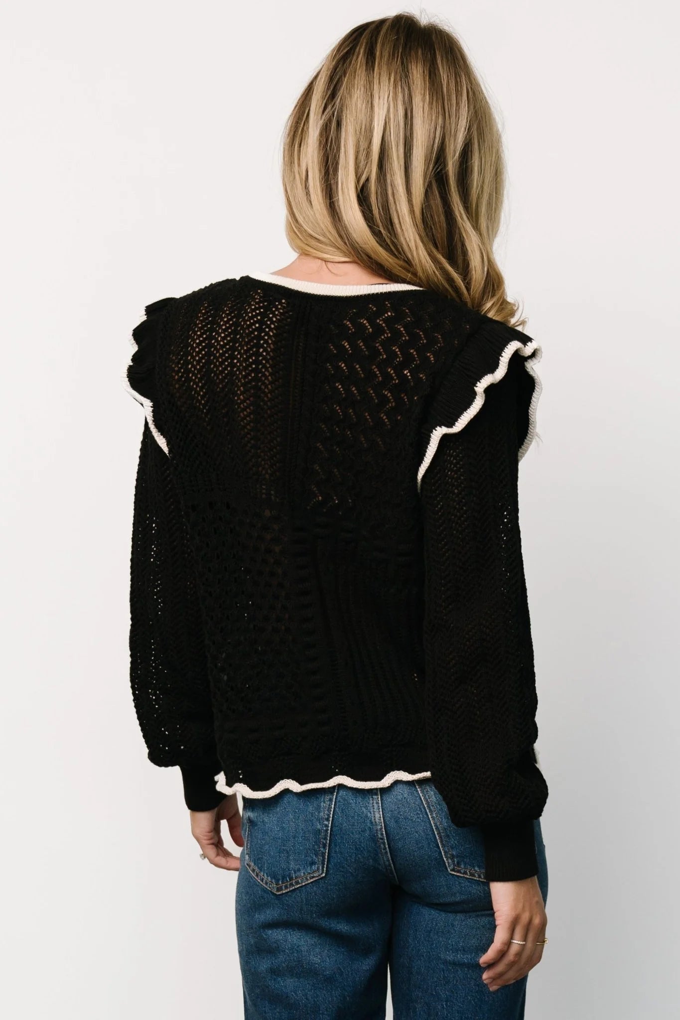 Oleya Knit Sweater Top | Black