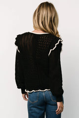Oleya Knit Sweater Top | Black