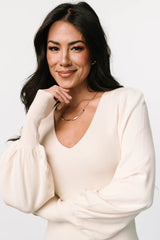 Suki V Neck Sweater Dress | Cream