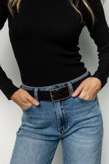 Bruna Faux Leather Buckle Belt | Black