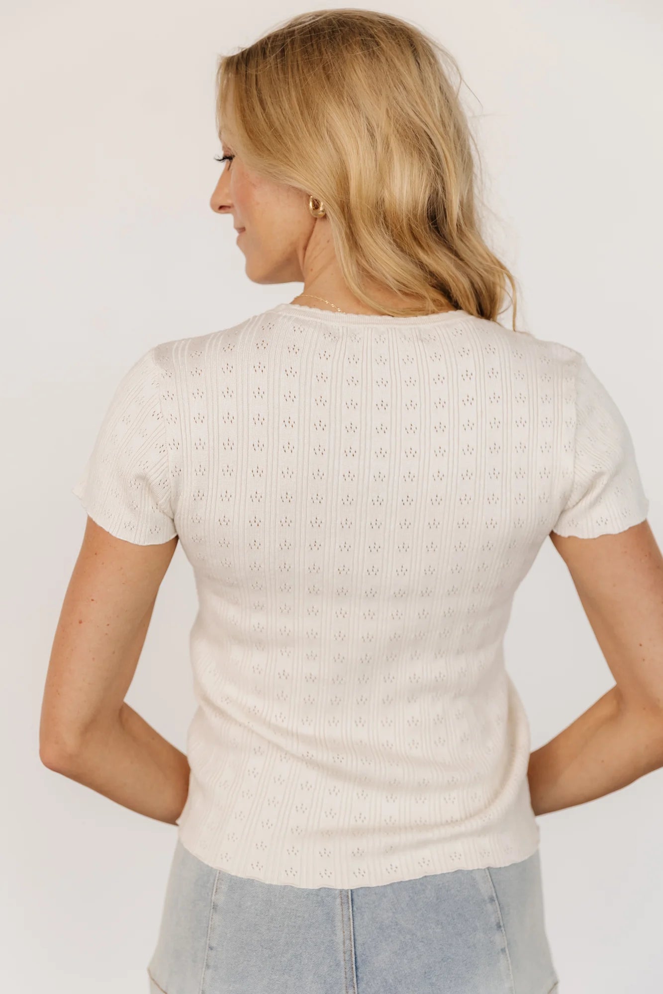 Penny Pointelle Top | Ivory