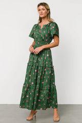 Kiana Poplin Maxi Dress | Green + Pink