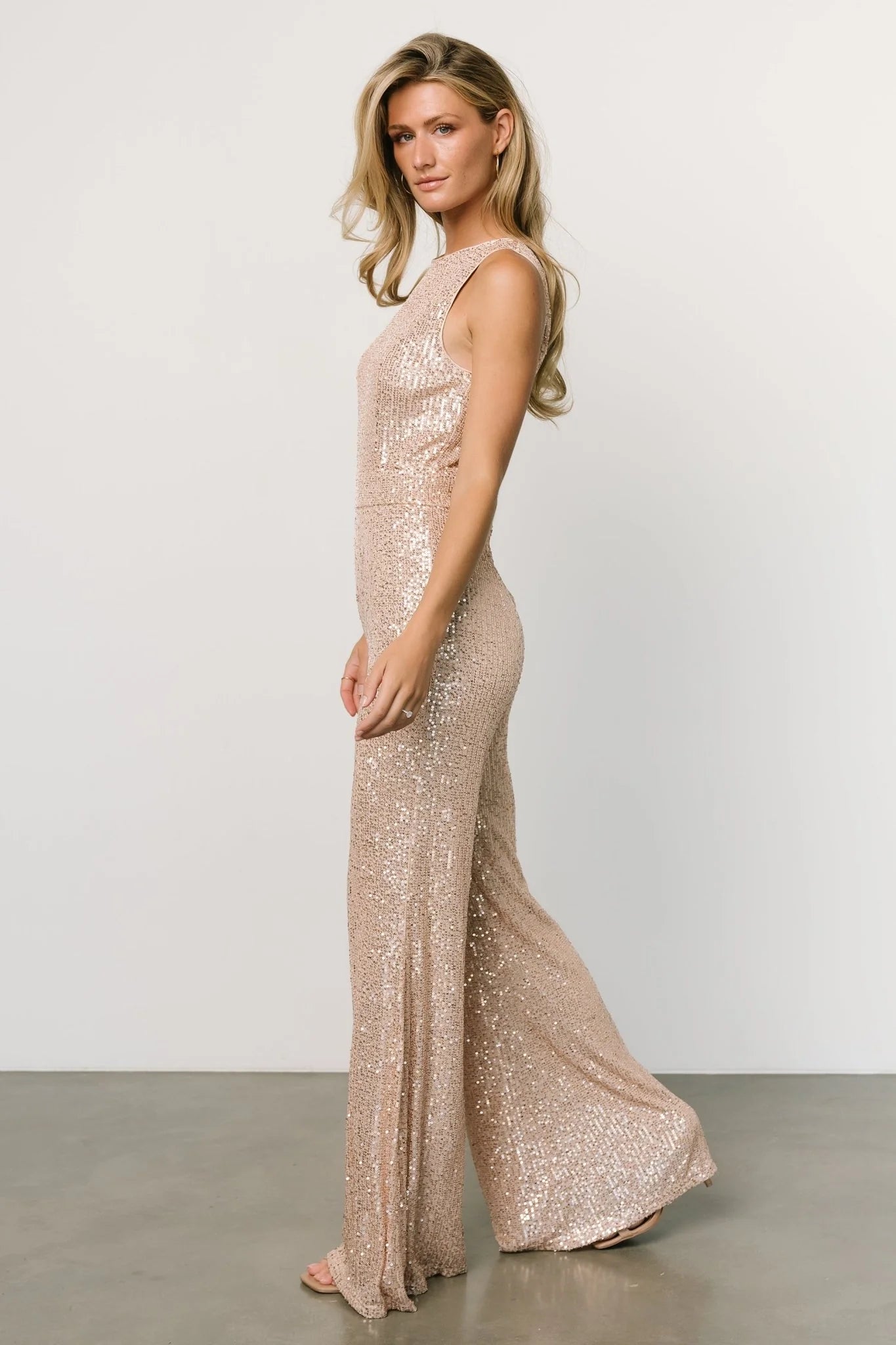 Hillary Sequin Jumpsuit | Rose Gold