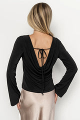 Tasia Drape Back Top | Black