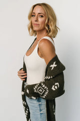 Missoula Oversized Cardigan | Olive + Off White