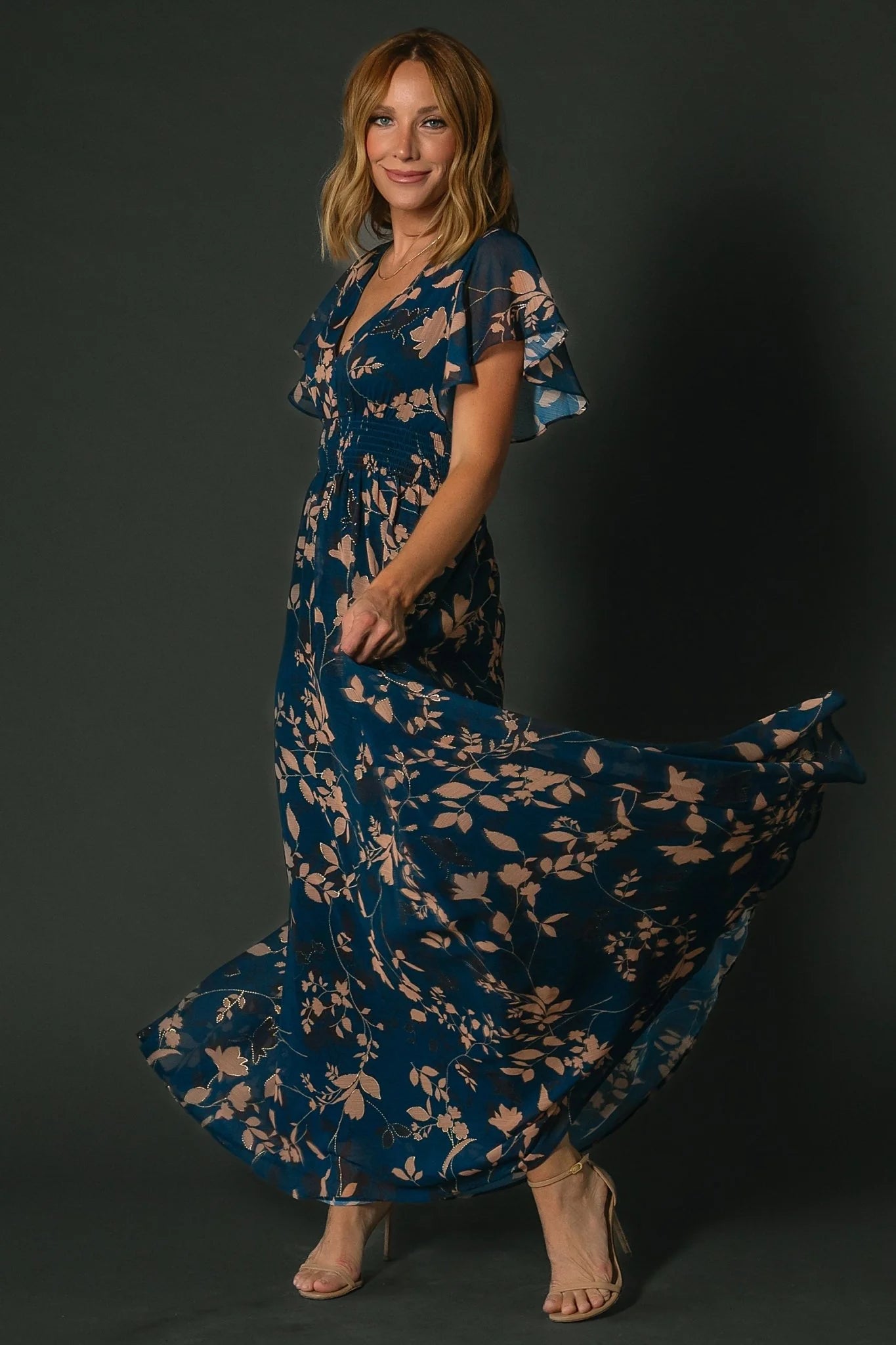 Lynlee Metallic Maxi Dress | Topaz