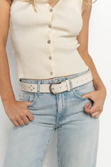 Harmony Floral Faux Leather Belt | Ivory