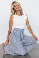 Delphi Wide Leg Pants | Navy Stripe