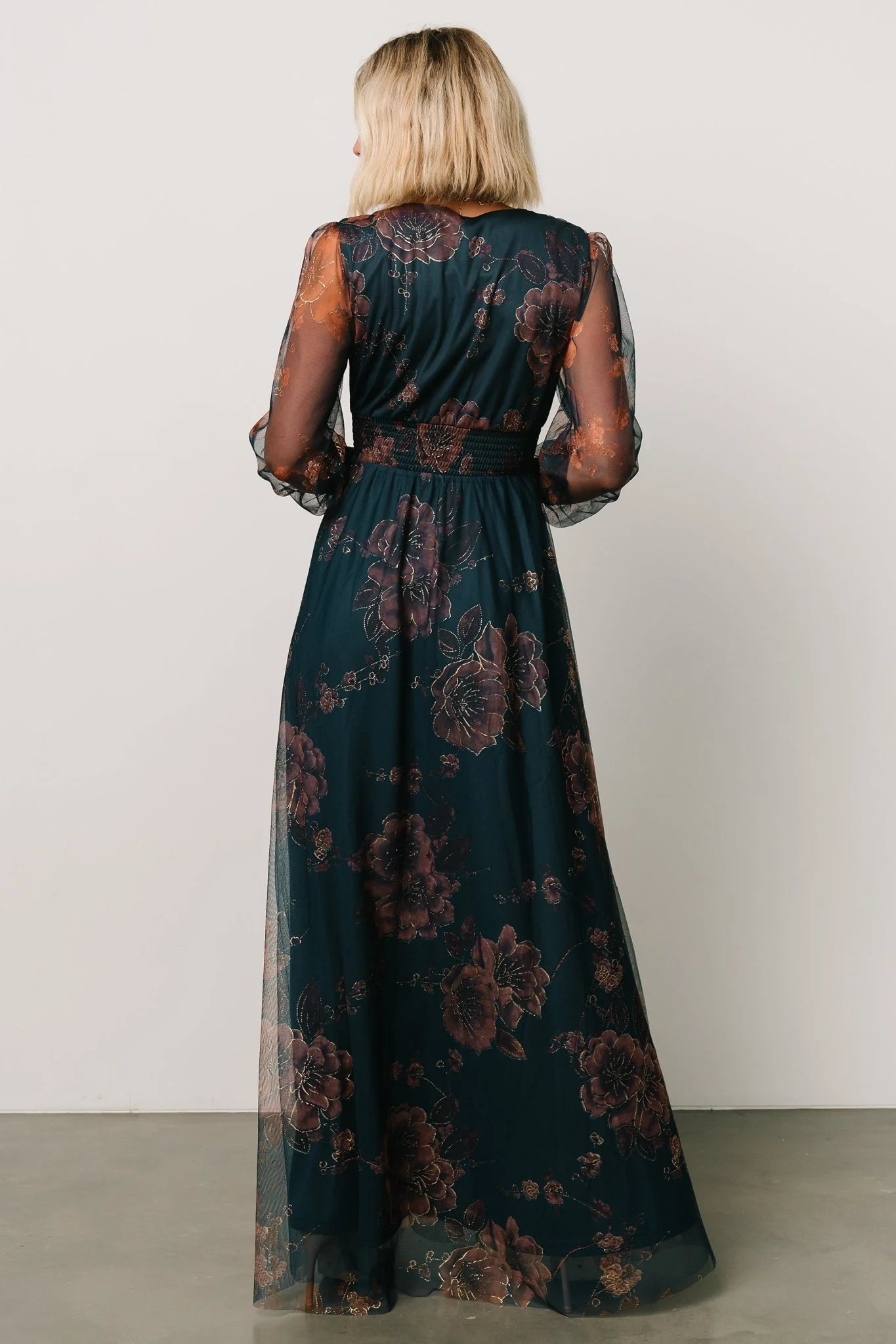 Layla Tulle Maxi Dress | Copper + Blue Metallic