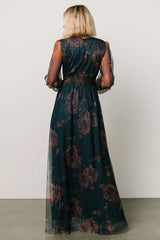Layla Tulle Maxi Dress | Copper + Blue Metallic