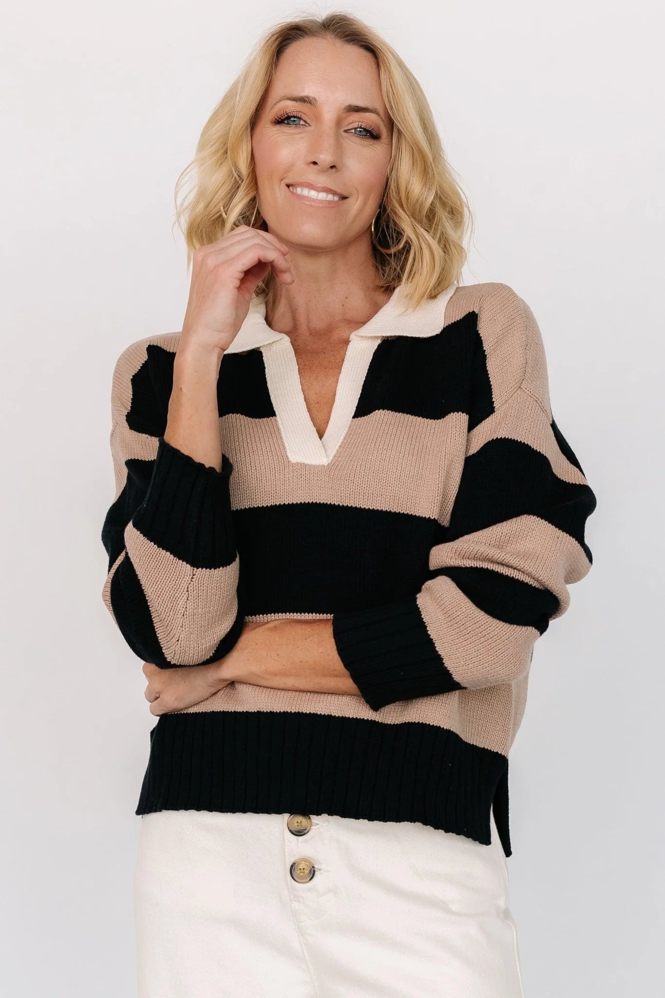 Alec Striped Sweater | Black + Mocha