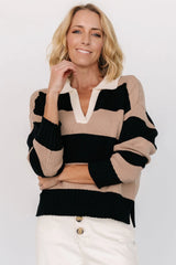 Alec Striped Sweater | Black + Mocha