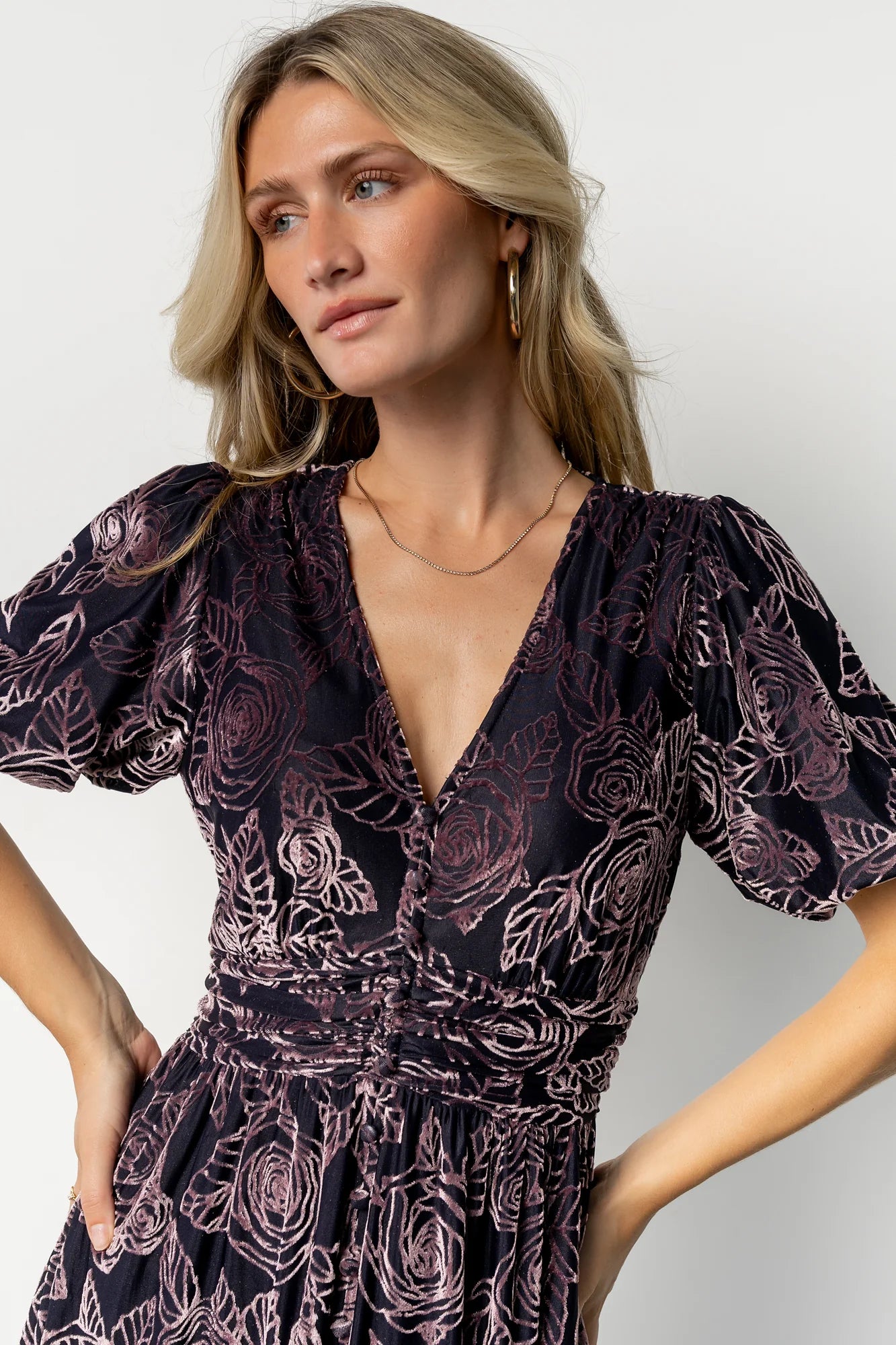 Dahlia Velvet Dress | Indigo + Purple Floral