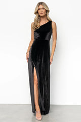 Tatiana Velvet One Shoulder Maxi Dress | Black