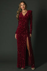 Madonna Sequin Maxi Dress | Burgundy