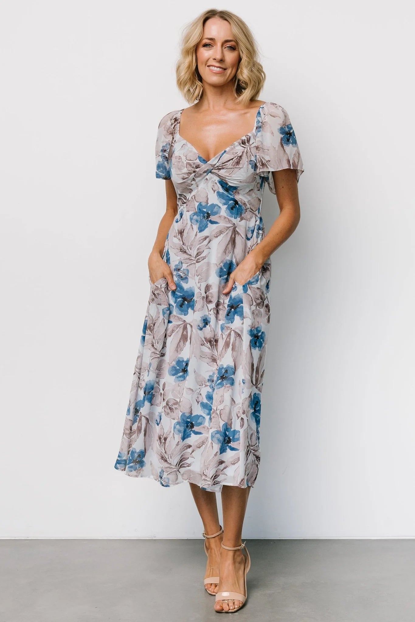 Melinda Midi Dress | Blue Floral