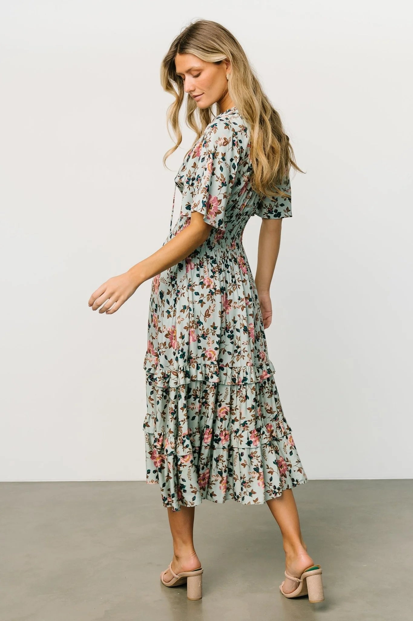 Spell Boho Midi Dress | Sage + Pink Floral