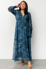 Olivia Maxi Dress | Deep Blue Floral
