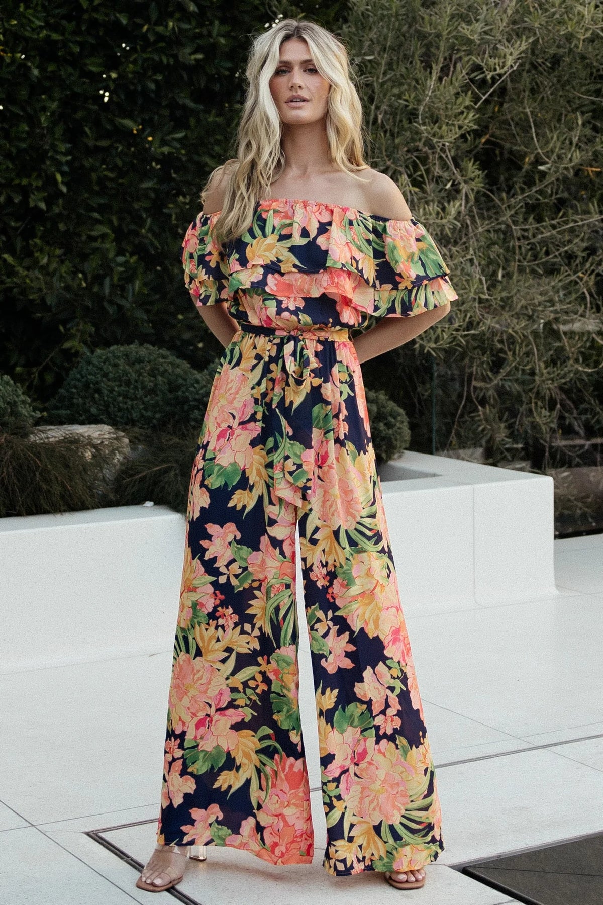 Capistrano Ruffle Jumpsuit | Navy Floral