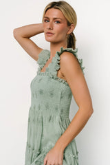 Holland Embroidered Dress | Light Sage