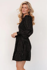 Ivey Smocked Short Dress | Black + Silver