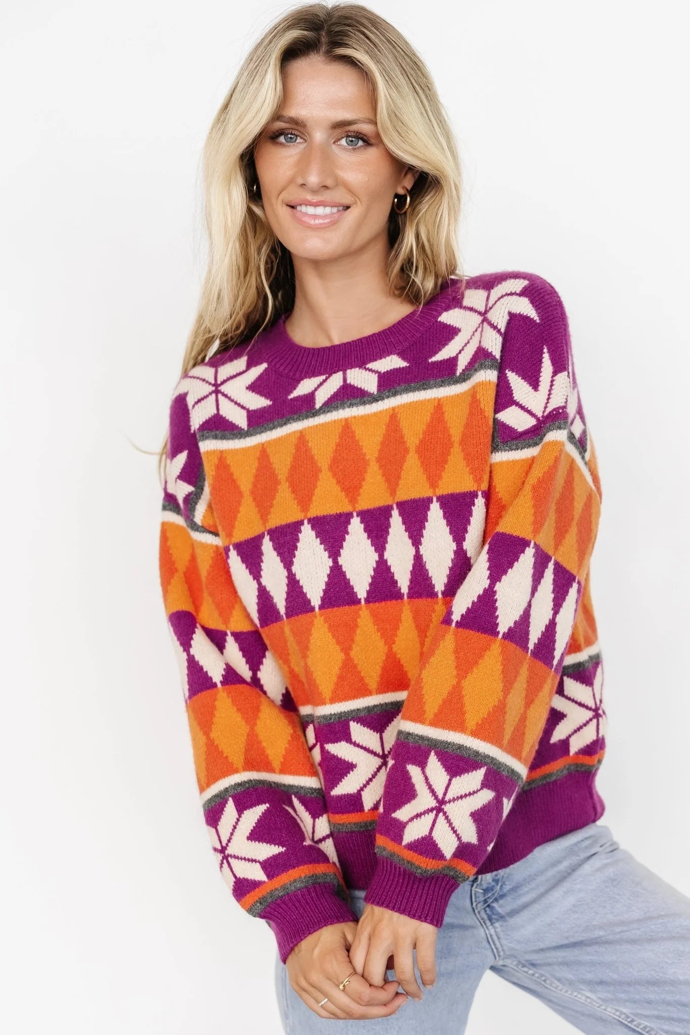 Zermatt Sweater | Magenta + Orange Print