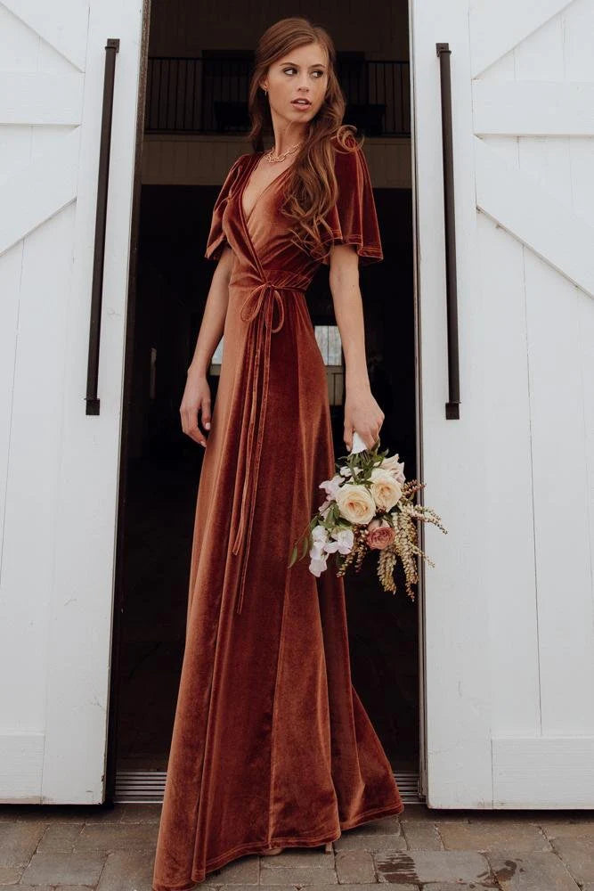 Meghan Velvet Wrap Maxi Dress | Spice