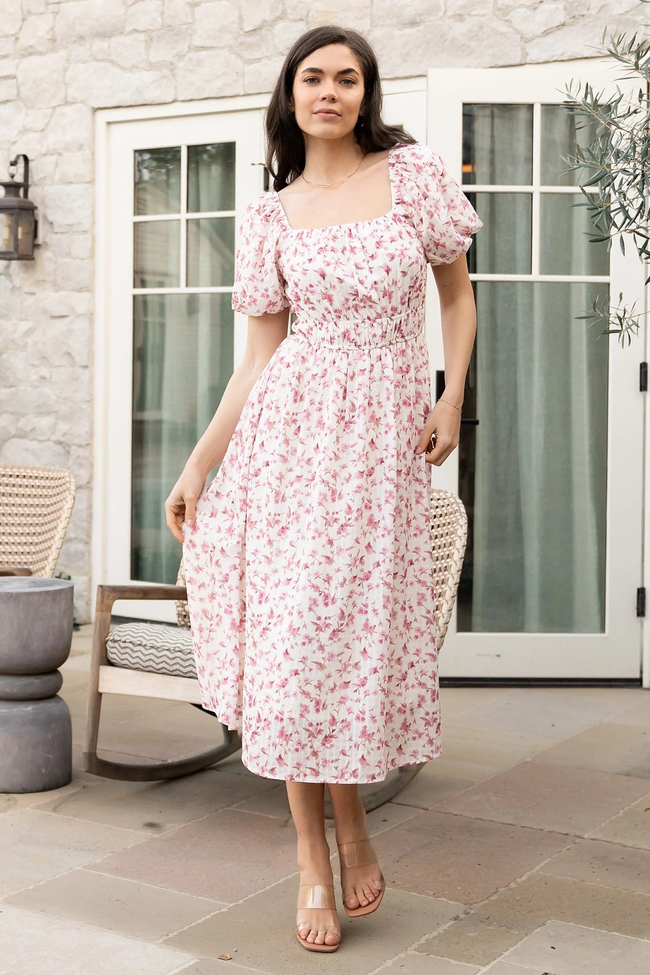 Dorine Midi Dress | Ivory + Blush Floral