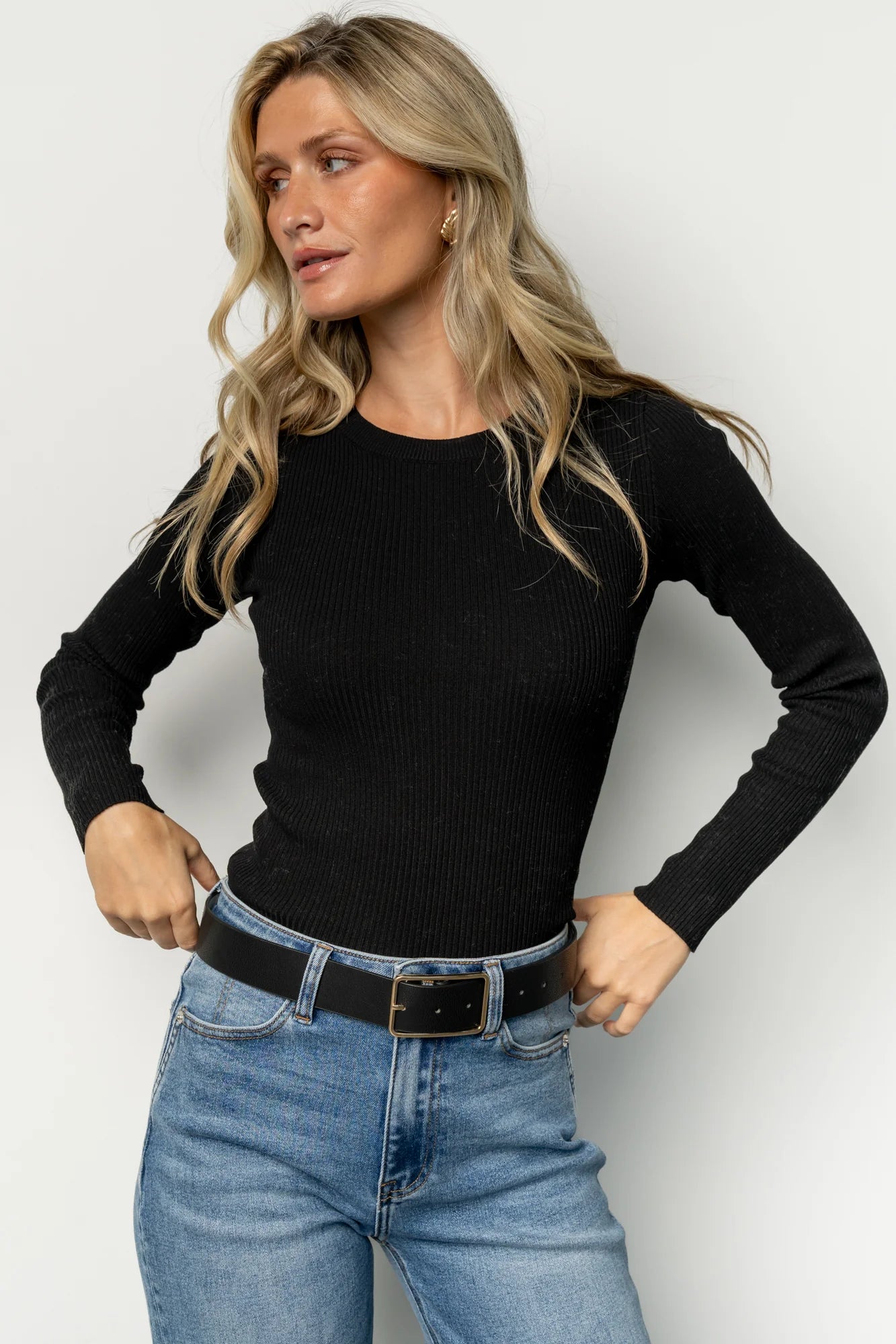 Bruna Faux Leather Buckle Belt | Black