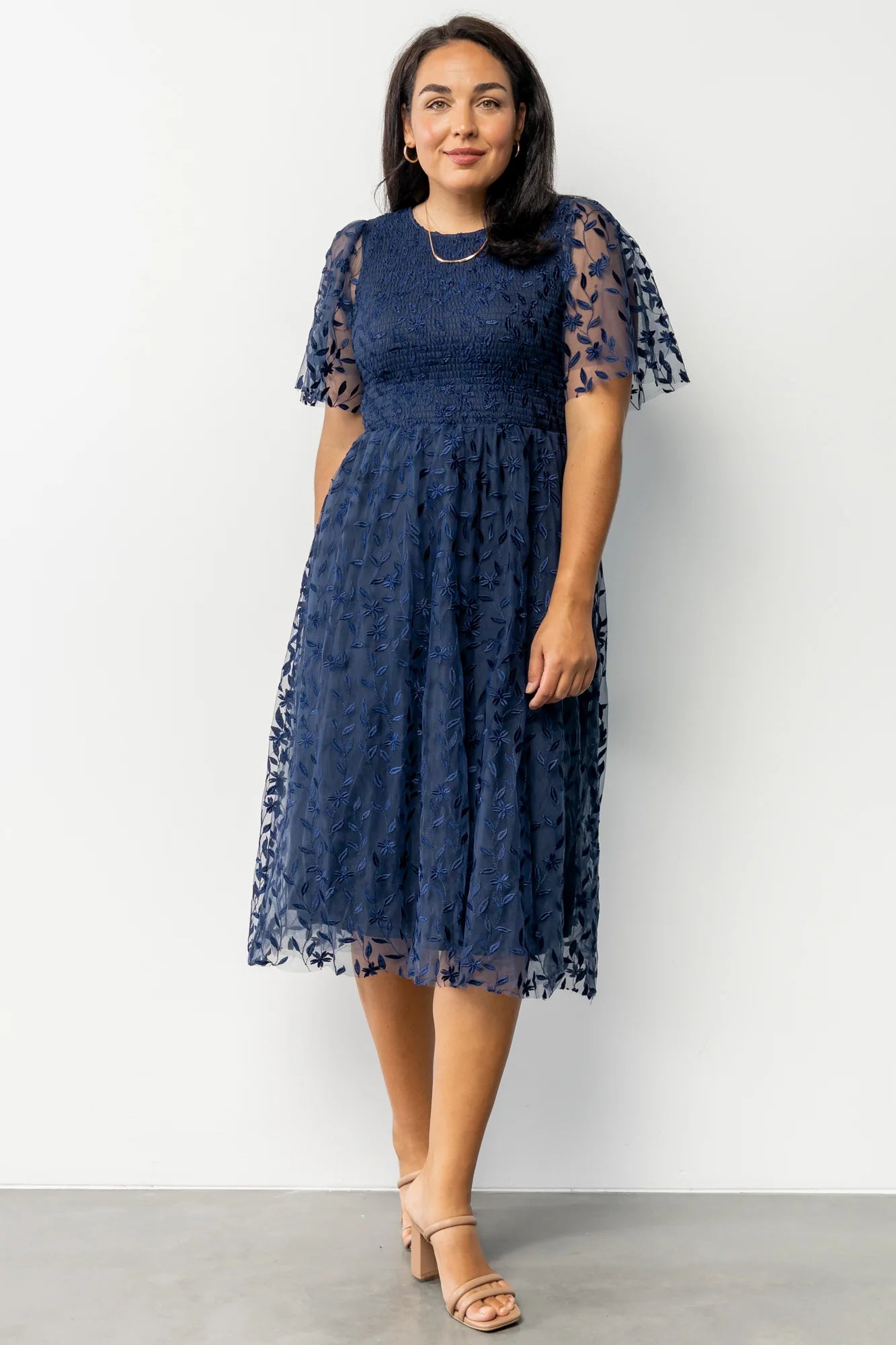 Kendra Embroidered Dress | Navy
