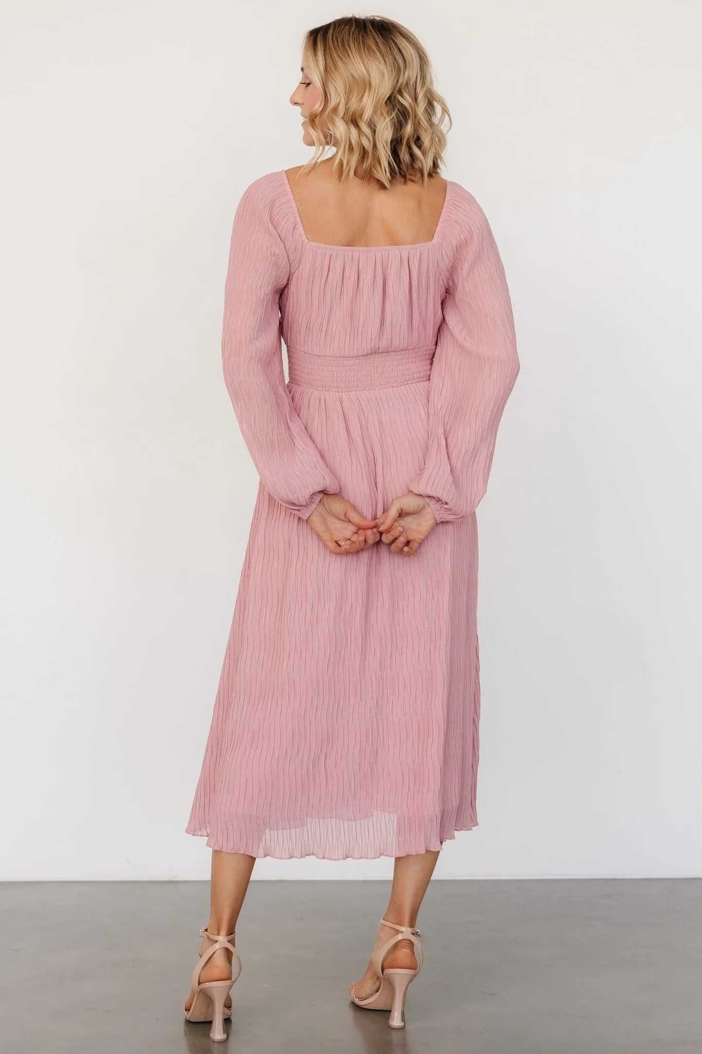 Dalton Pleated Midi Dress | Blush