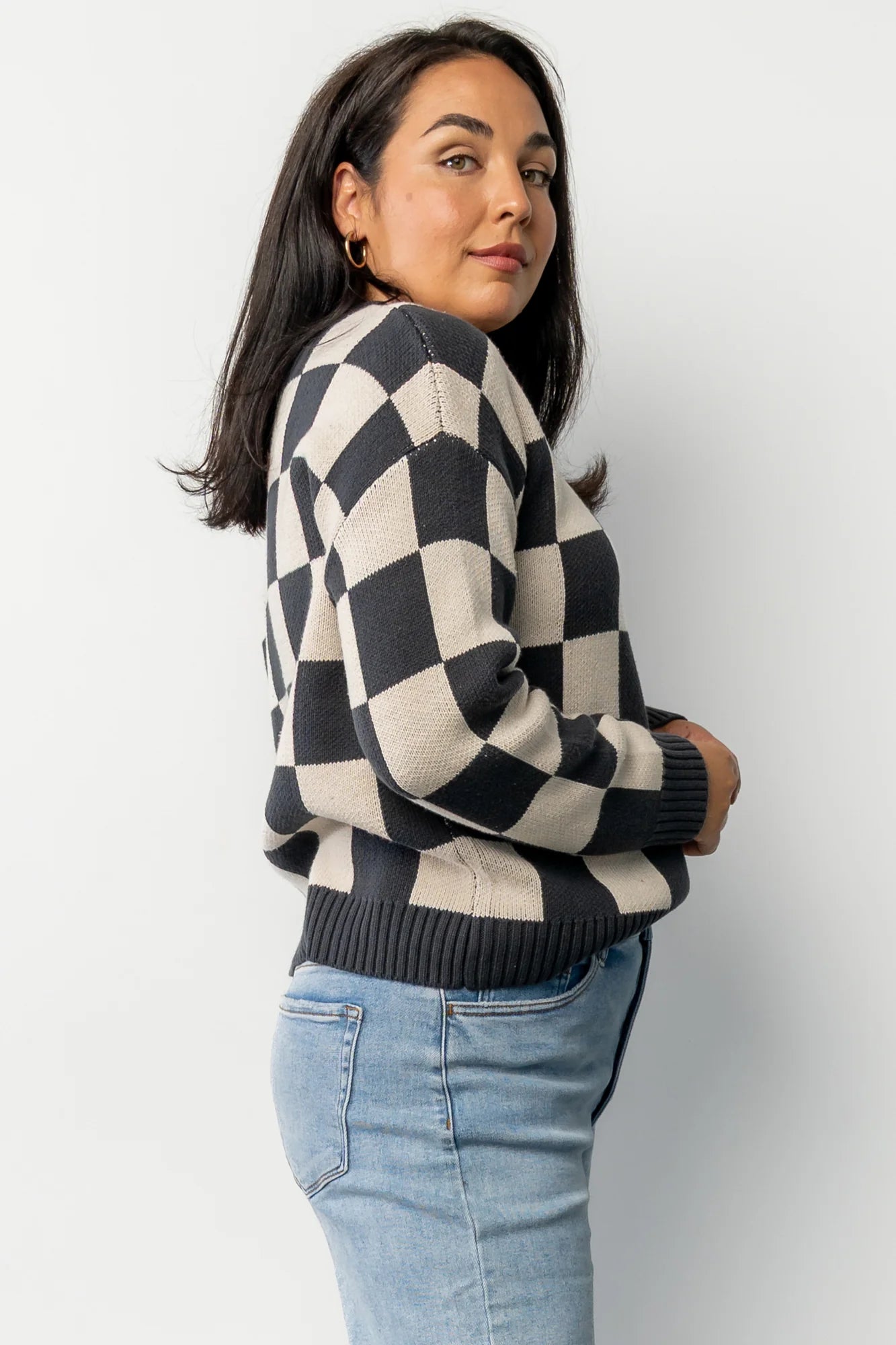 Quincy Checkered Sweater | Deep Jade