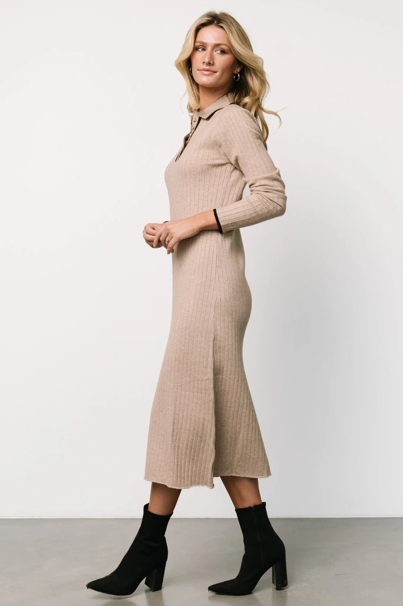 Shantel Polo Dress | Taupe + Black