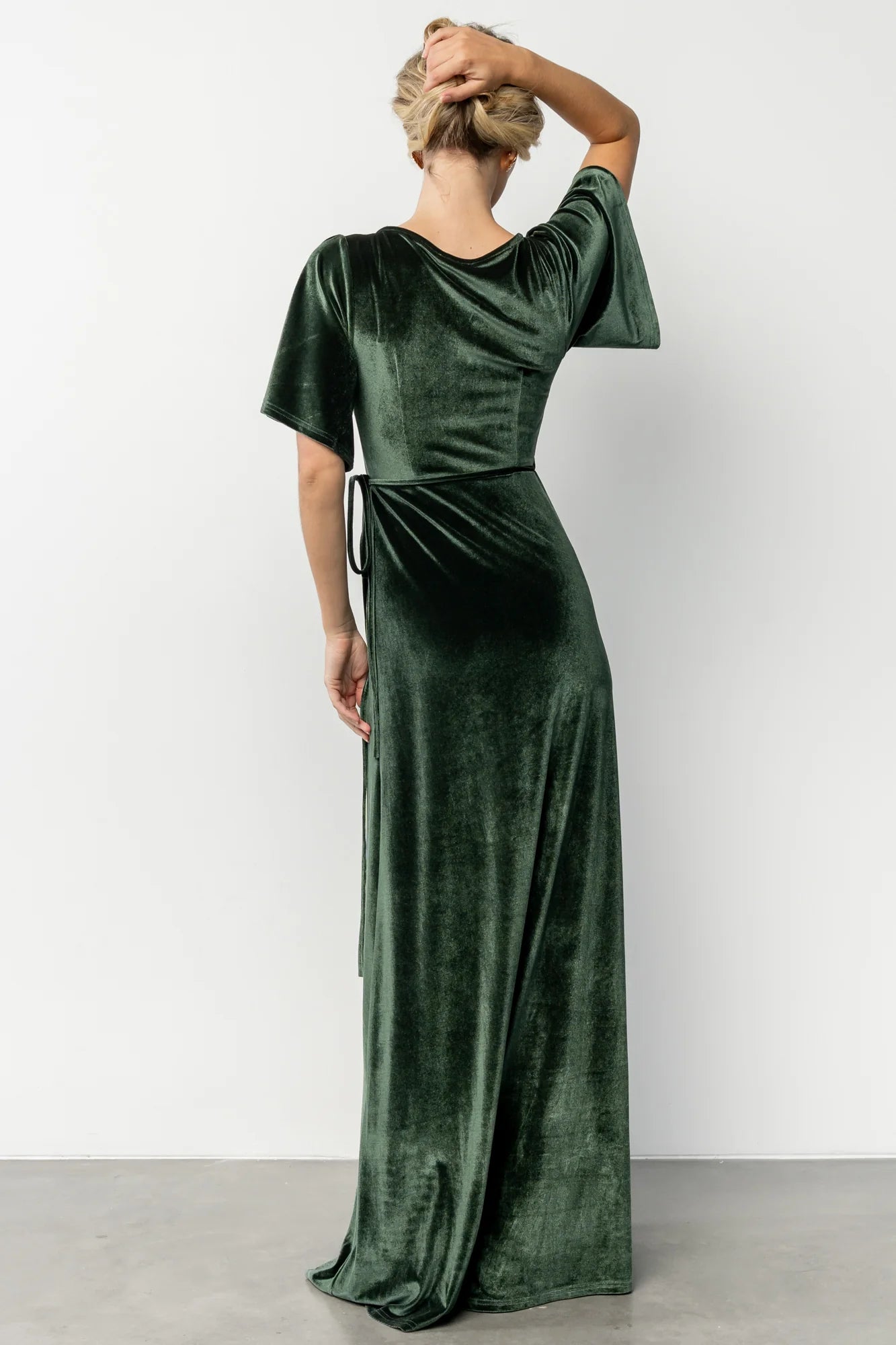 Meghan Velvet Wrap Maxi Dress | Deep Green